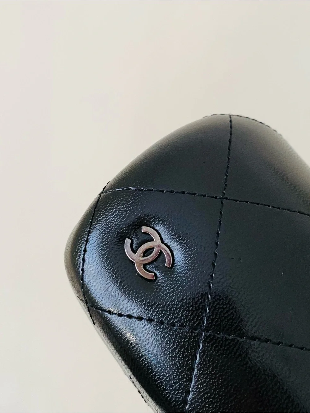 Chanel Made in Italy Black Quilted Leather CC Logo Hard Glasses Sunglasses Case
